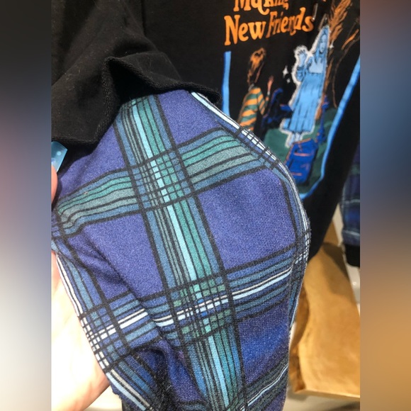 Unisex black with plaid contrast hoodie - Picture 4 of 7